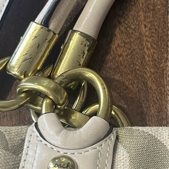 Coach Kristin Signature C Cream/Gold Canvas Satchel - Picture 7 of 8